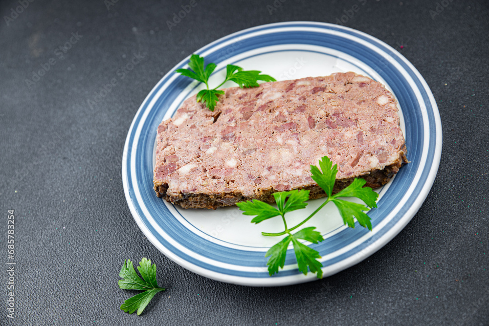pate meat terrine champagne traditional pork beef meat fresh tasty eating cooking appetizer meal food snack on the table copy space food background rustic top view pate meat terrine champagne traditional pork beef meat fresh tasty eating cooking appetizer meal food snack on the table copy space food background rustic top view