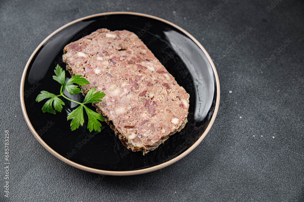 pate meat terrine champagne traditional pork beef meat fresh tasty eating cooking appetizer meal food snack on the table copy space food background rustic top view pate meat terrine champagne traditional pork beef meat fresh tasty eating cooking appetizer meal food snack on the table copy space food background rustic top view