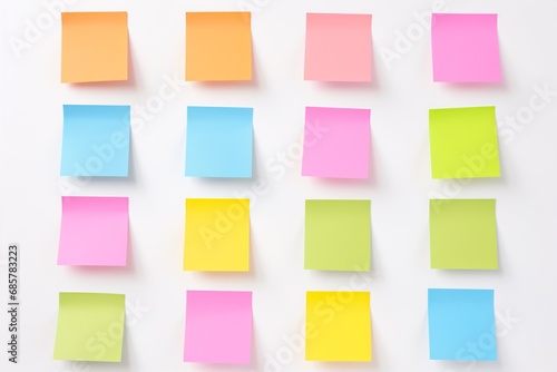Colourful stationery labels isolated against a plain white background.