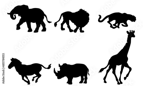 wild life animal vector or silhouettes set black and white