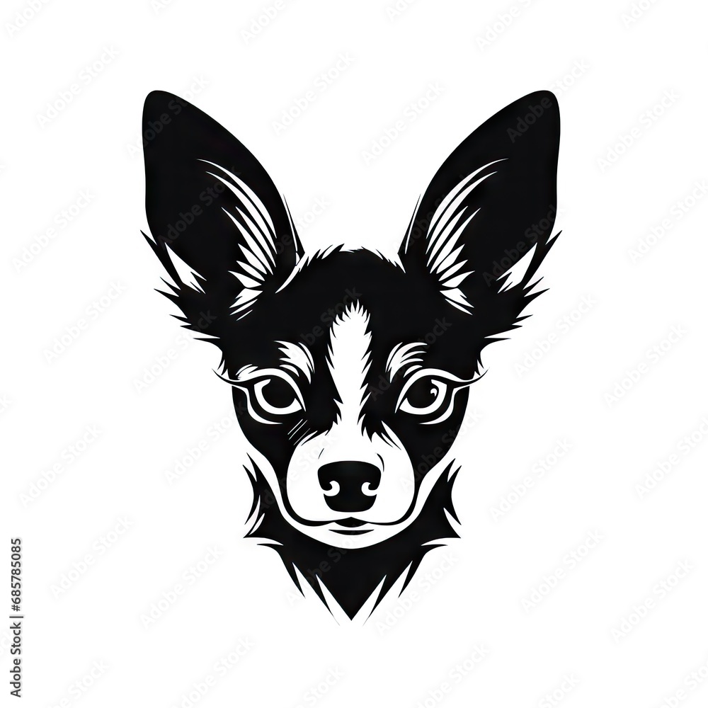 Chihuahua Icon, Small Dog Black Silhouette, Puppy Pictogram, Pet Outline, Chihuahua Symbol Isolated