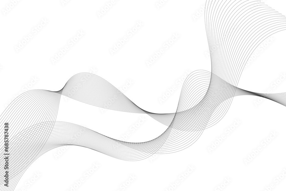 Fototapeta premium Vector abstract background with dynamic blue waves, lines, and particles.