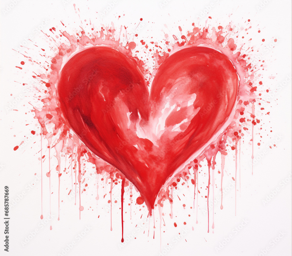 Explosion of Love: Watercolor Heart with Splatter