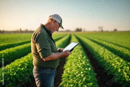 Agronomist Uses Tablet In An Agricultural Field