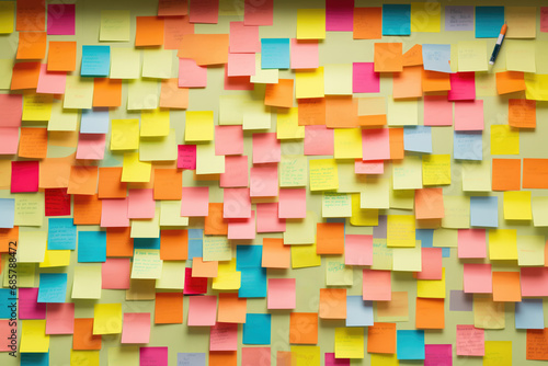 Artistic Wall Covered In A Rainbow Of Postit Notes