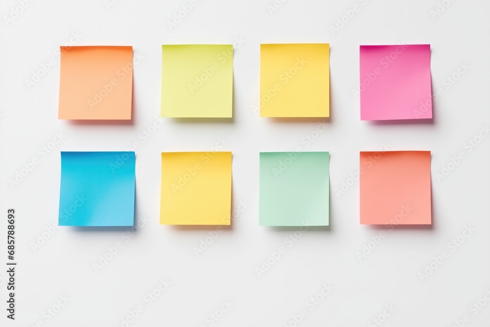 Colored Sticky Notes On White Background For Organization Creative Professionals Collaborate For Project Planning And Strategy