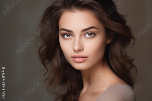 Portrait Of Naturally Beautiful Woman With Perfect Skin
