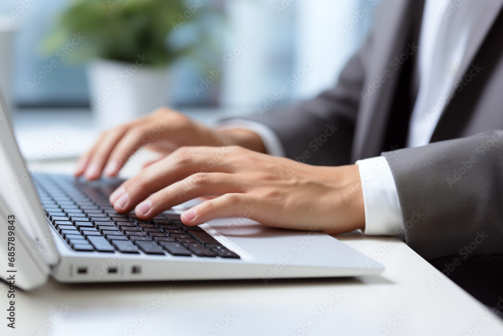 Close-up of hands typing on a laptop keyboard Close-up of hands typing on a laptop keyboard