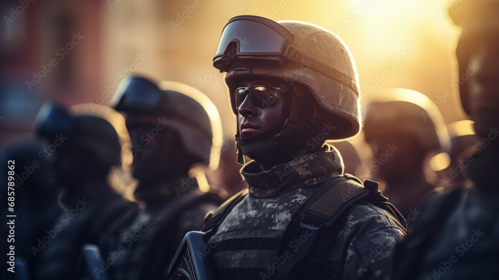 Soldier in Formation at Sunset Soldier in Formation at Sunset