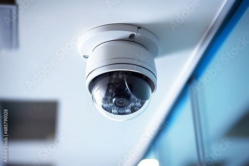 Modern CCTV security camera in the office building