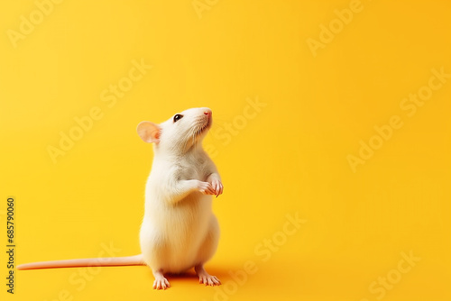 Rat isolated on yellow background