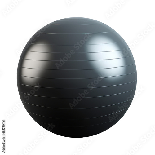 Black Stability Yoga Gym Ball isolated on white transparent background, PNG