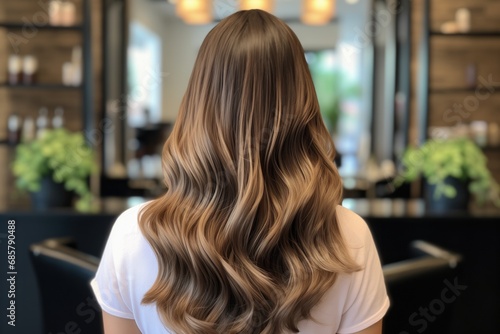 Young Womans Beautiful Hairstyle After Salon Dye And Highlights