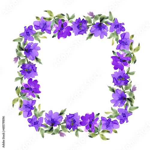 Square frame with purple flowers.