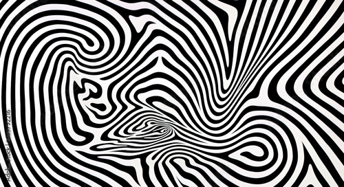 Generative AI  surreal black and white background  abstract optical illusion  trippy psychedelic vintage mid century modern geometric pattern