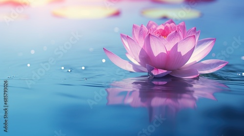 a pink flower floating on water. Ai ilustration. digital painting. Generative AI Artificial Intelligence Artwork