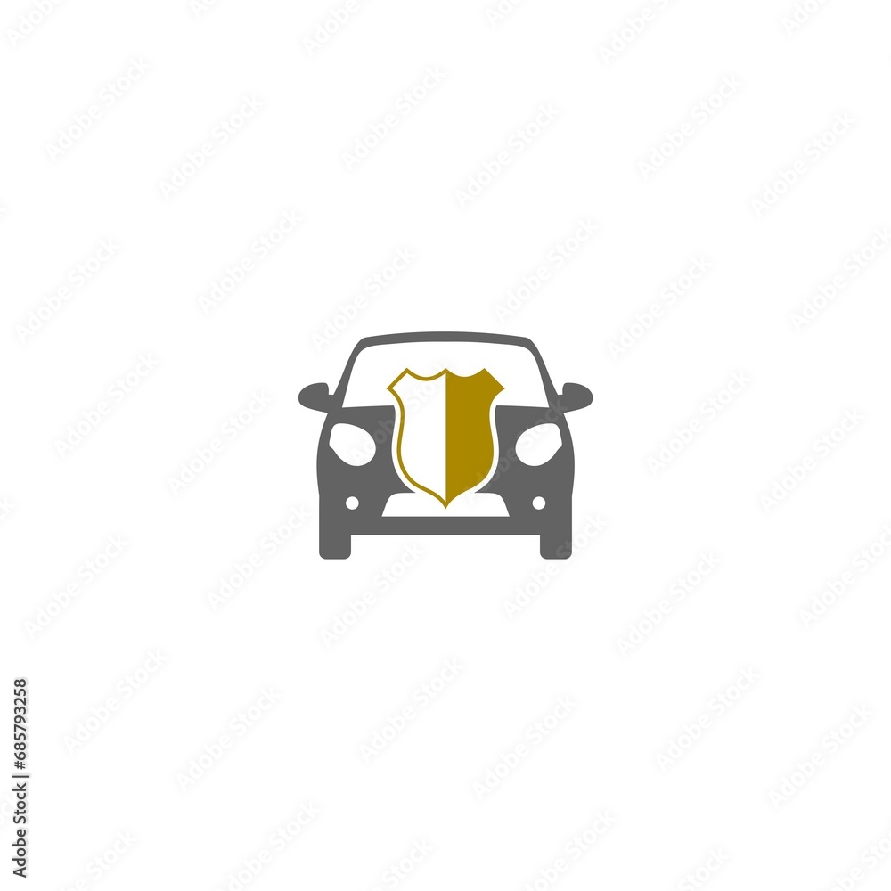 Fototapeta premium Car insurance, Car shield icon isolated on white background