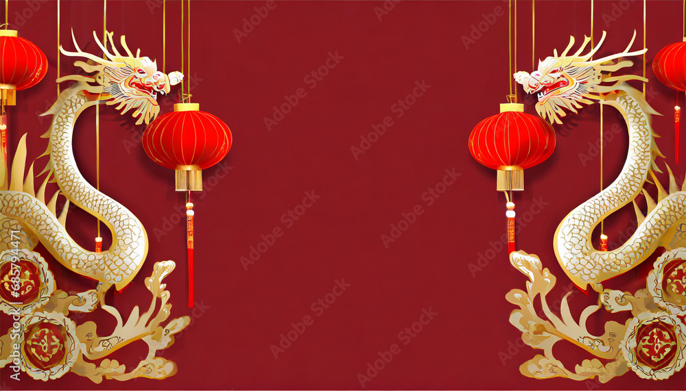 Chinese New Year 2024 of the golden dragon background Chinese New Year 2024 of the golden dragon background
