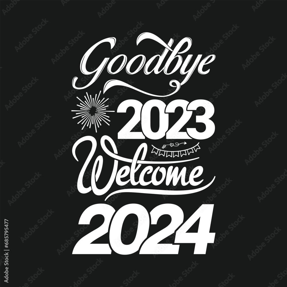 Obraz premium Happy New Year t-shirt design, happy new year 2024, typography, holiday, new Year t-shirt design, 2024 t-shirt, trendy, festival, T-shirt design fully vector graphics for t-shirt print design