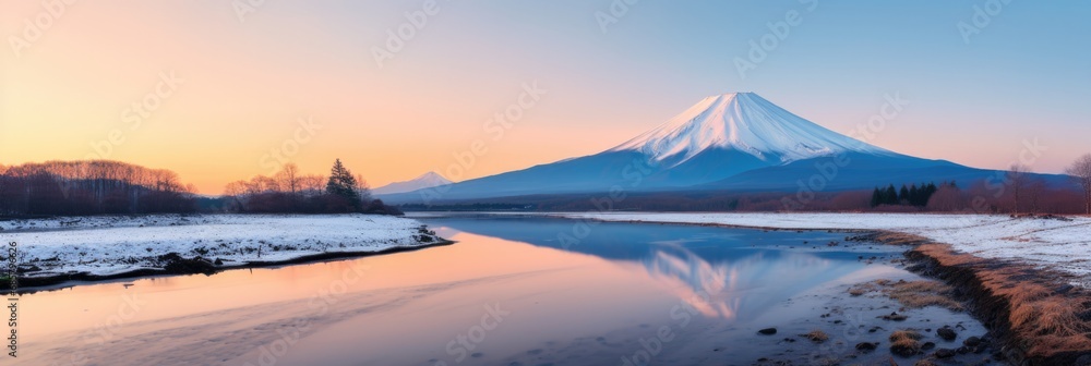 Mt Fuji At Dawn In Yamanashi, Japan