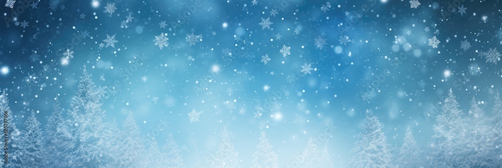 Winterthemed Background With Snow, Bokeh, And Space For Text