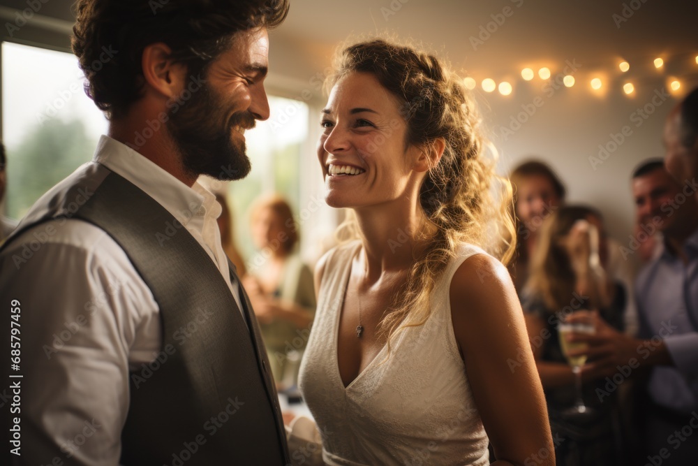 Mature bride and groom receiving congratulations at wedding reception Mature bride and groom receiving congratulations at wedding reception