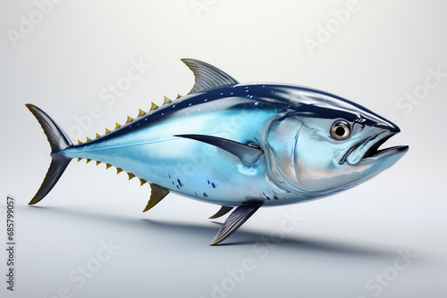 Realistic illustration of a blue tuna fish on a light background photo