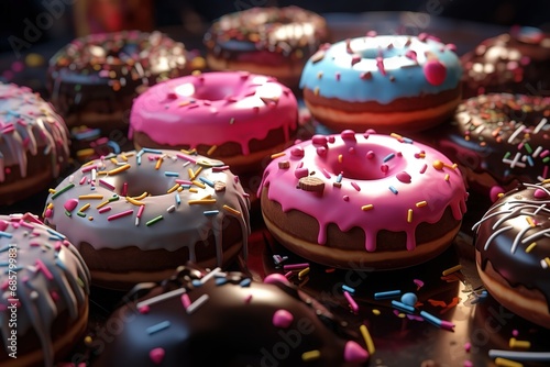 donuts in trays with colored sprinkles