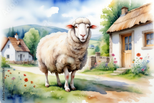 Tier Illustrationen auf einem idyllischen Bauernhof, generated image