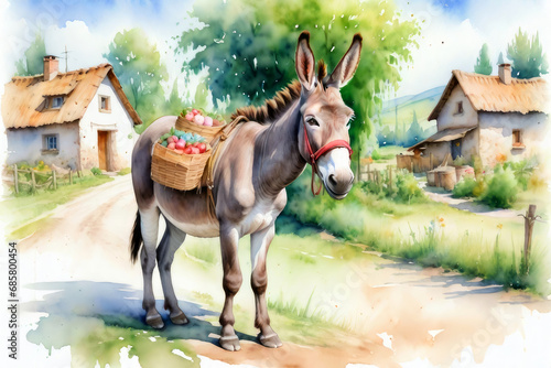 Tier Illustrationen auf einem idyllischen Bauernhof, generated image photo