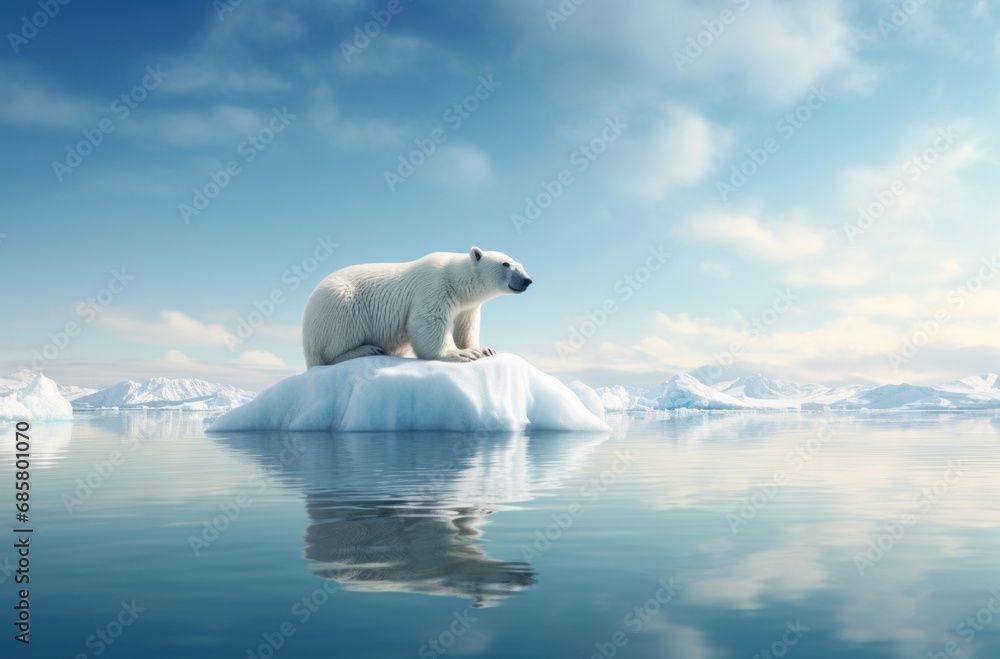 Fototapeta premium polar bear on melting ice cap concept of global warming