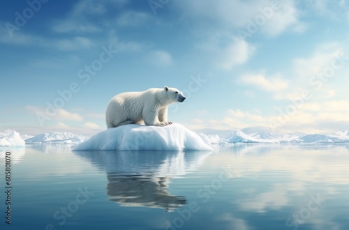 polar bear on melting ice cap concept of global warming © 7oanna