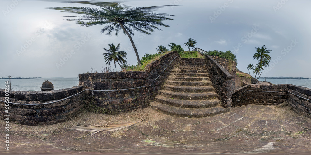 Equirectangular Stone full hdri 360 panorama portuguese defensive abandoned military fortress ...