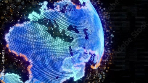 World Globe Hologram Background Digital Rendering
