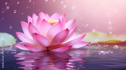 Pink lotus flower or water lily in water. Meditation  spa  spirituality concept background