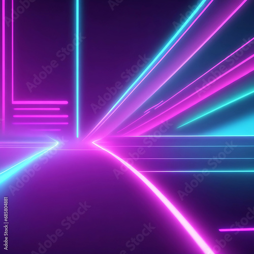 3d render, abstract minimal neon background, pink blue neon lines going up, glowing in ultraviolet spectrum. Cyber space. Laser show. Futuristic wallpaper