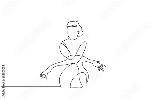 young woman mental health patient depressed crazy one line art design