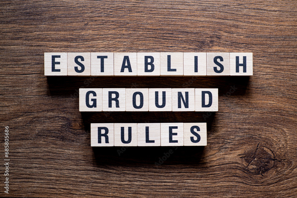 Establish ground rules - word concept on building blocks, text