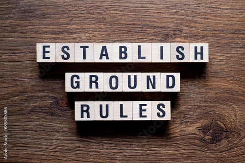 Establish ground rules - word concept on building blocks, text photo