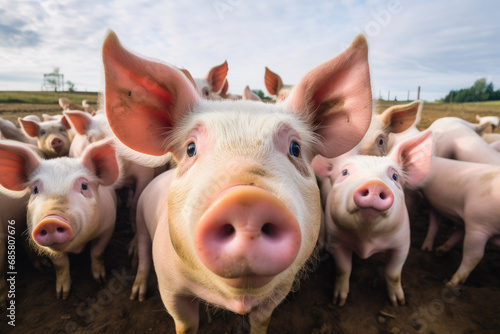 Captivating Glance of Farm Pigs