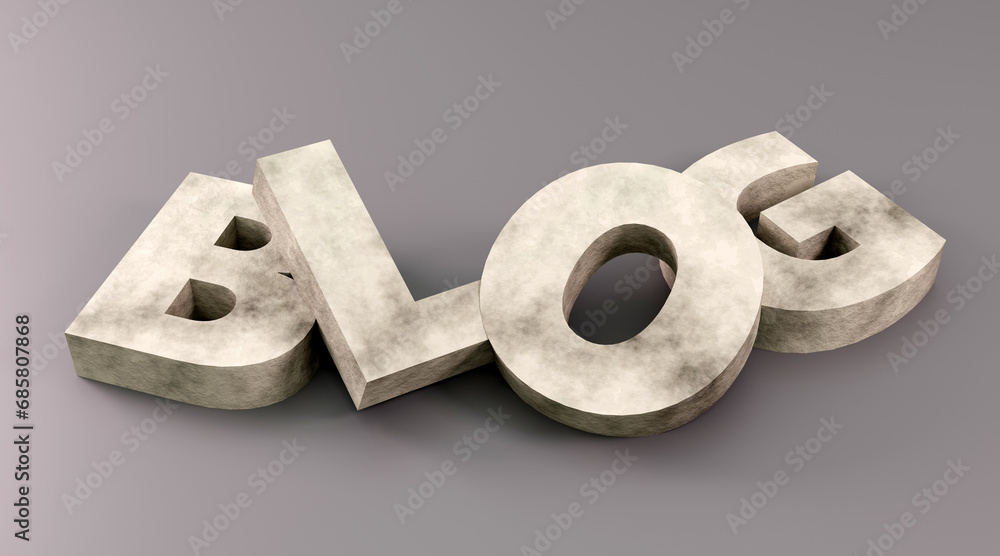 Luxury concrete inscription blog on grey podium, soft light, smooth background, 3d rendering Luxury concrete inscription blog on grey podium, soft light, smooth background, 3d rendering