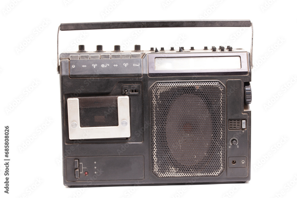 Retro ghetto radio boom box cassette recorder from 80s. Retro ghetto radio boom box cassette recorder from 80s.