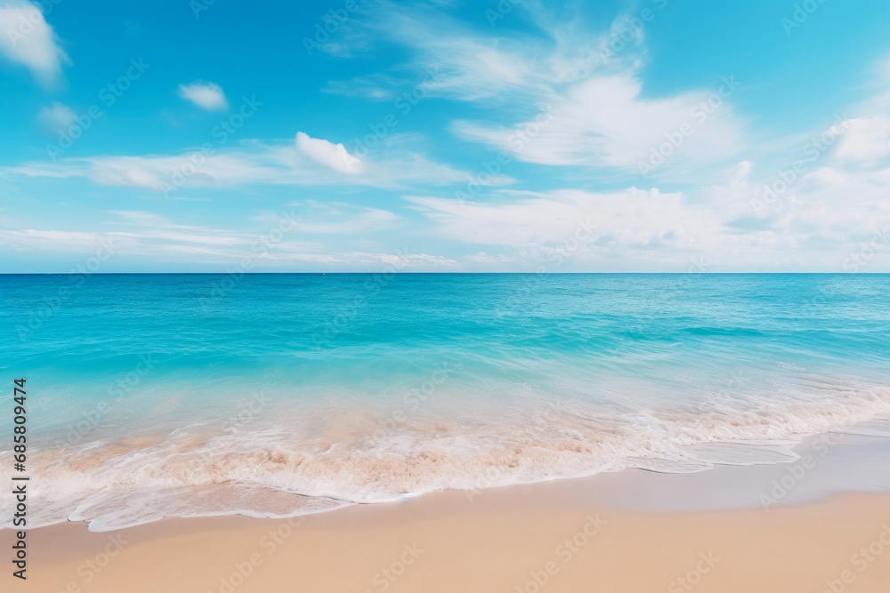 Sandy Beach Bliss with Calm Turquoise Seascape