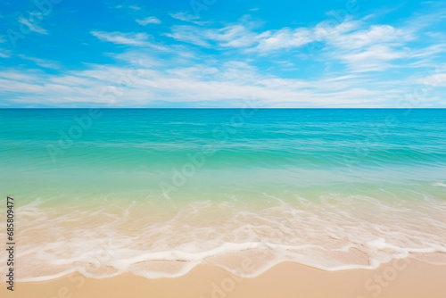 Azure Dreams: Sandy Beach under a Blue Sky