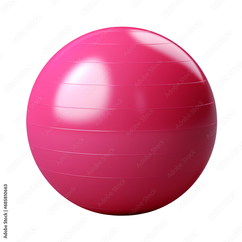 Fuchsia Pink Stability Yoga Gym Ball isolated on white transparent background, PNG
