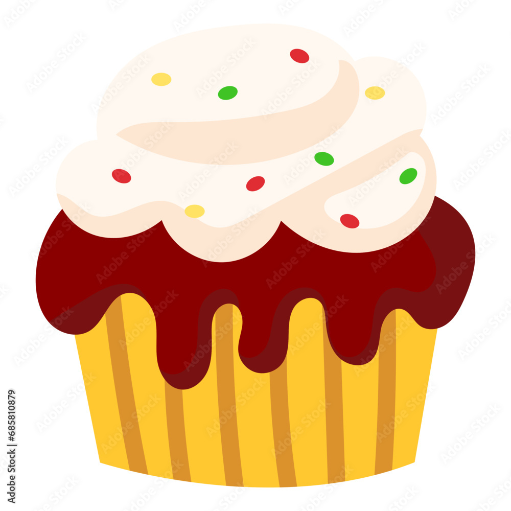 cute chocolate cupcake with cream and rainbow sprinkle cute chocolate cupcake with cream and rainbow sprinkle