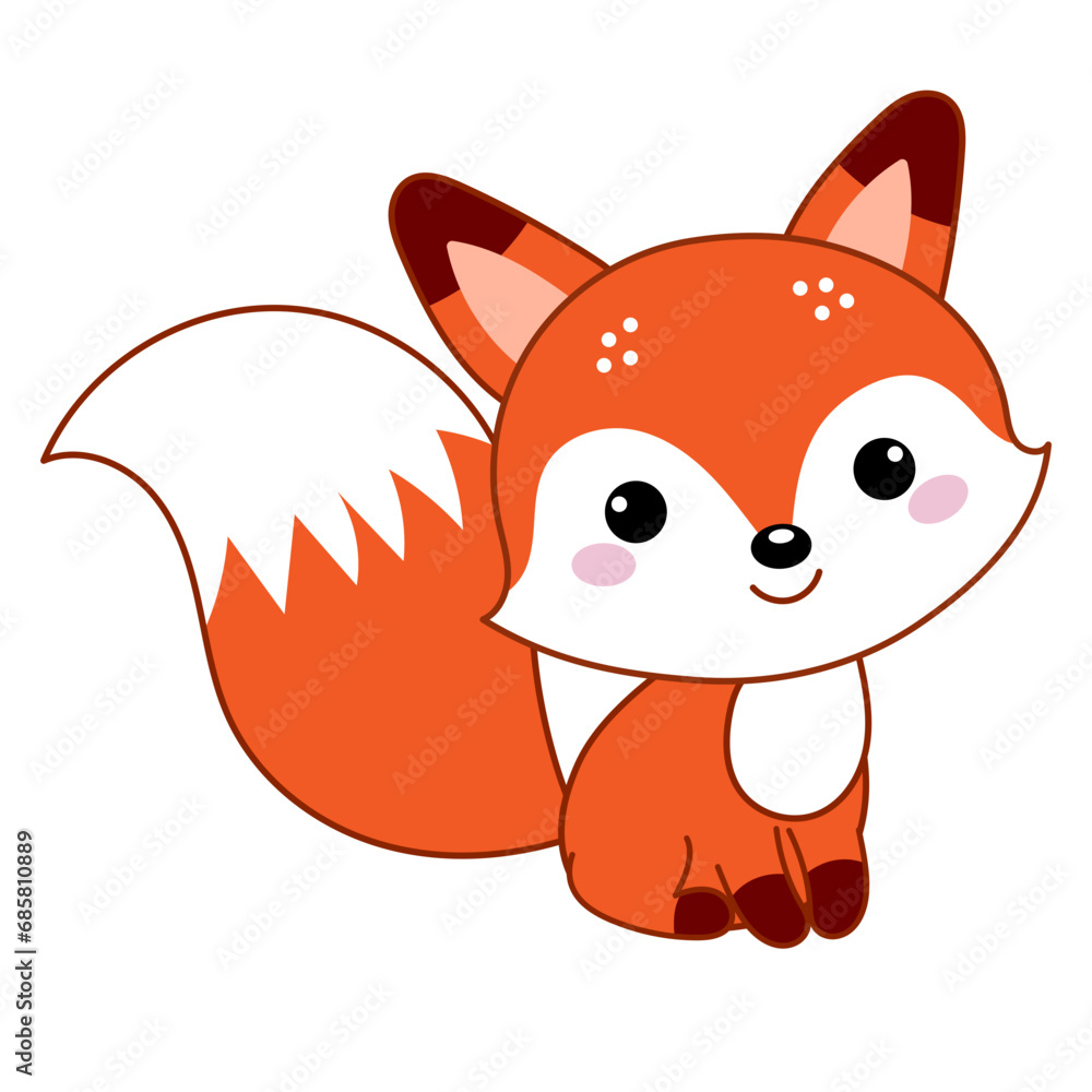 Fototapeta premium cute smiling red fox cartoon