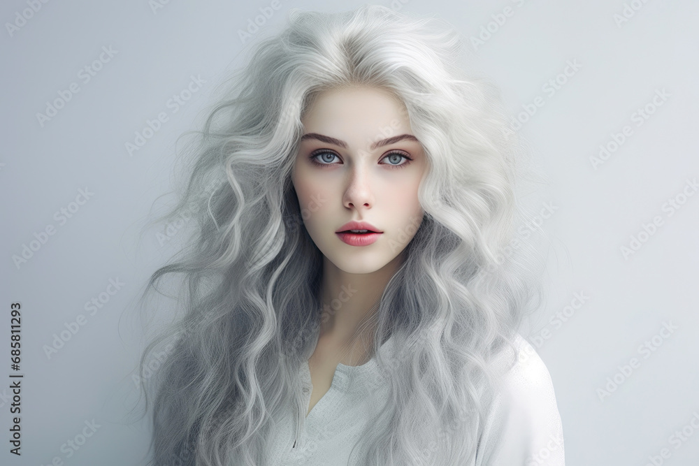 Elegance Embodied: Girl on a Soft Gray Canvas Elegance Embodied: Girl on a Soft Gray Canvas