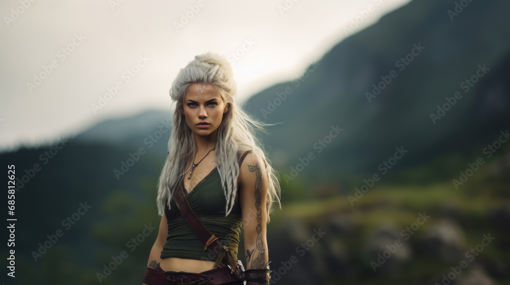 Viking Shield Maiden: A Warrior's Grace in the Face of Battle