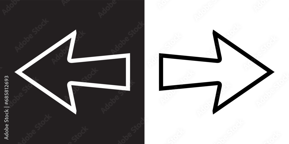 Left and Right arrow icon vector. Previous and Next icon sign symbol in trendy flat style. Go back and Move forward arrow vector icon illustration isolated on black and white background Left and Right arrow icon vector. Previous and Next icon sign symbol in trendy flat style. Go back and Move forward arrow vector icon illustration isolated on black and white background